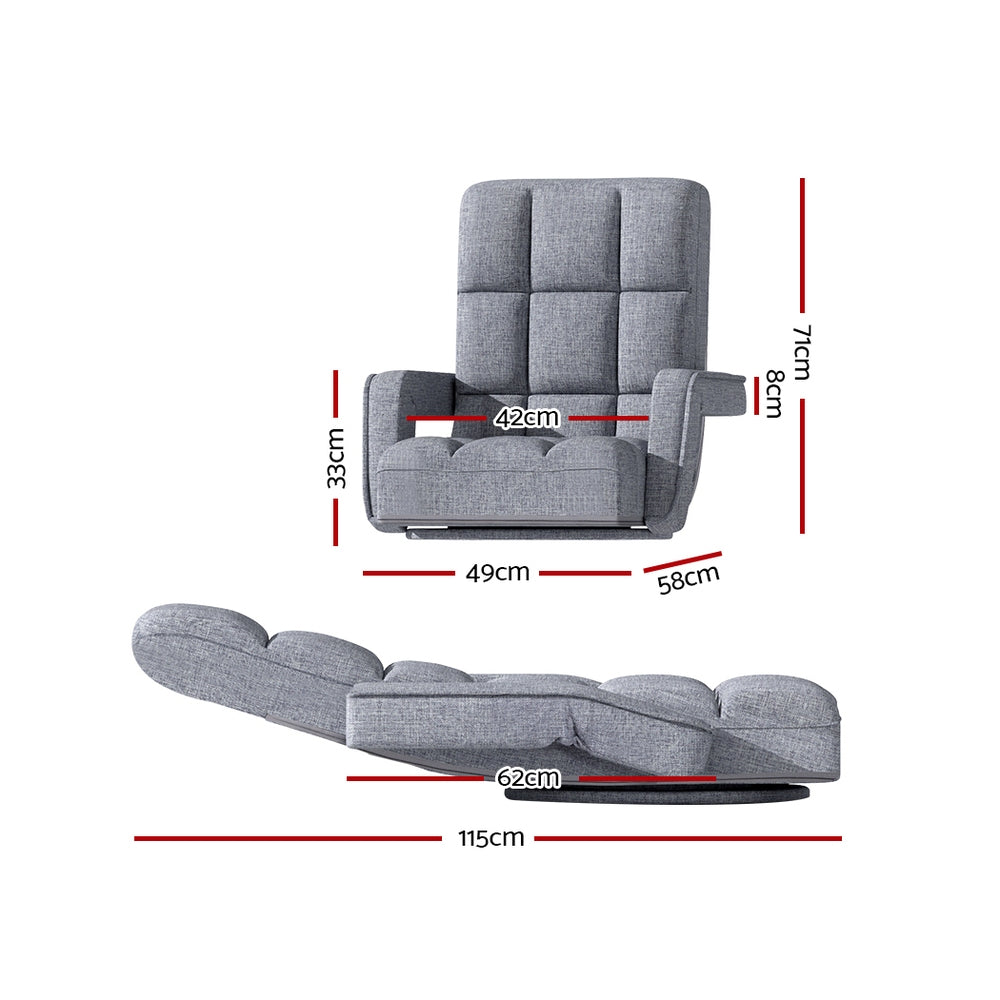 Artiss Swivel Floor Lounge Chair | Grey
