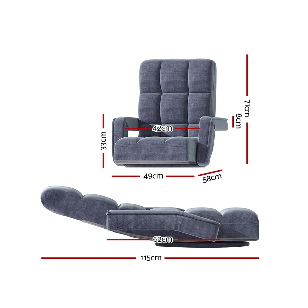 Artiss Swivel Floor Lounge Chair | Charcoal