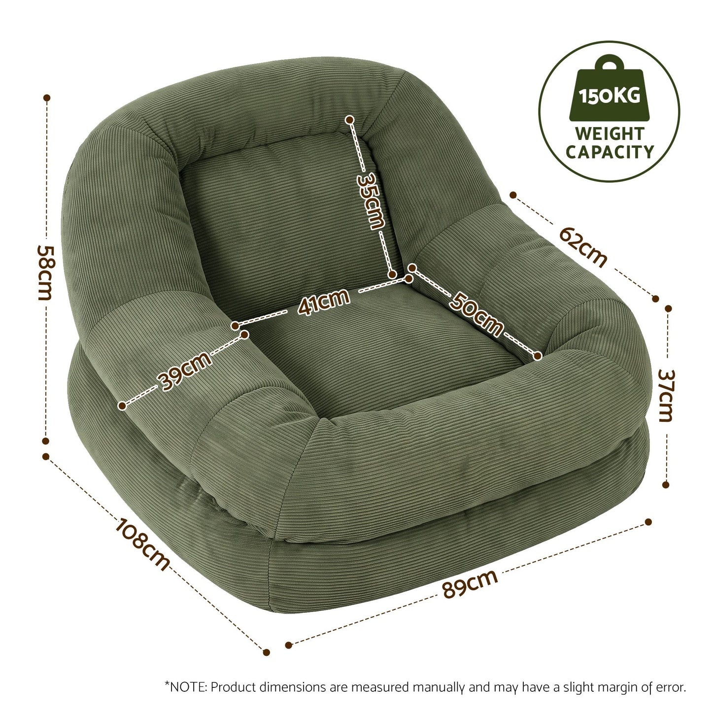 Artiss Cloud Armchair Corduroy Green