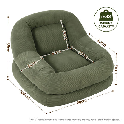 Artiss Cloud Armchair Corduroy Green