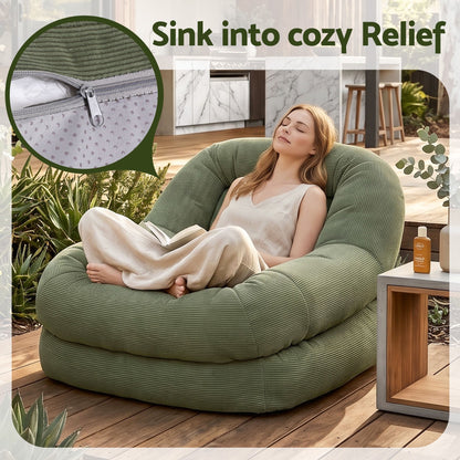 Artiss Cloud Armchair Corduroy Green