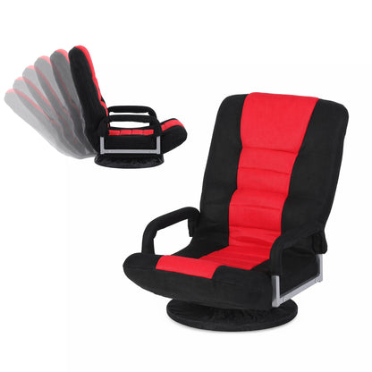 Artiss Floor Gaming Chair 360 Swivel 6-Position Backrest Black Red 150kg