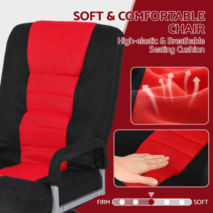 Artiss Floor Gaming Chair 360 Swivel 6-Position Backrest Black Red 150kg