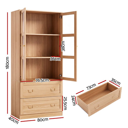 Artiss Buffet Cabinet Set of 2 180cm Wood