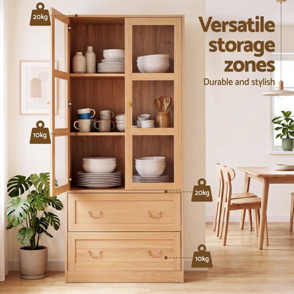 Artiss Buffet Cabinet Set of 2 180cm Wood