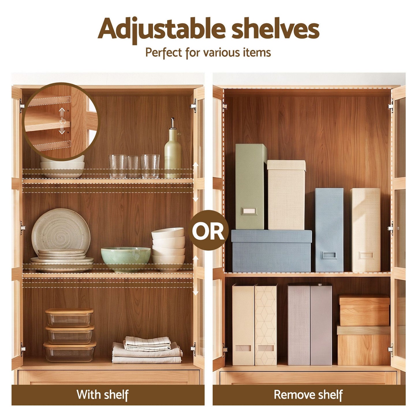 Artiss Buffet Cabinet Set of 2 180cm Wood