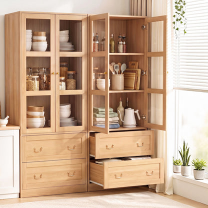 Artiss Buffet Cabinet Set of 2 180cm Wood