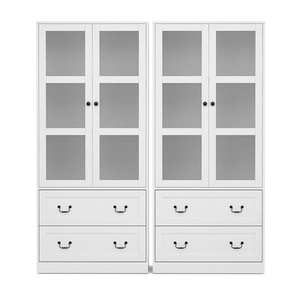Artiss Buffet Sideboard Cabinet Set of 2 with Glass Doors 180cm White