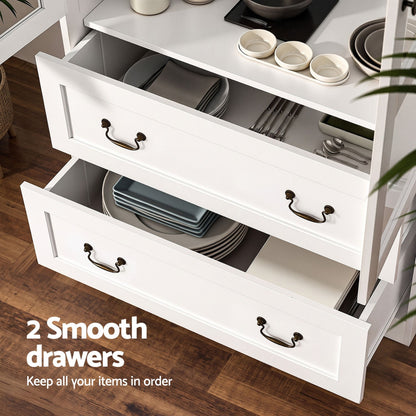 Artiss Buffet Sideboard Cabinet Set of 2 with Glass Doors 180cm White