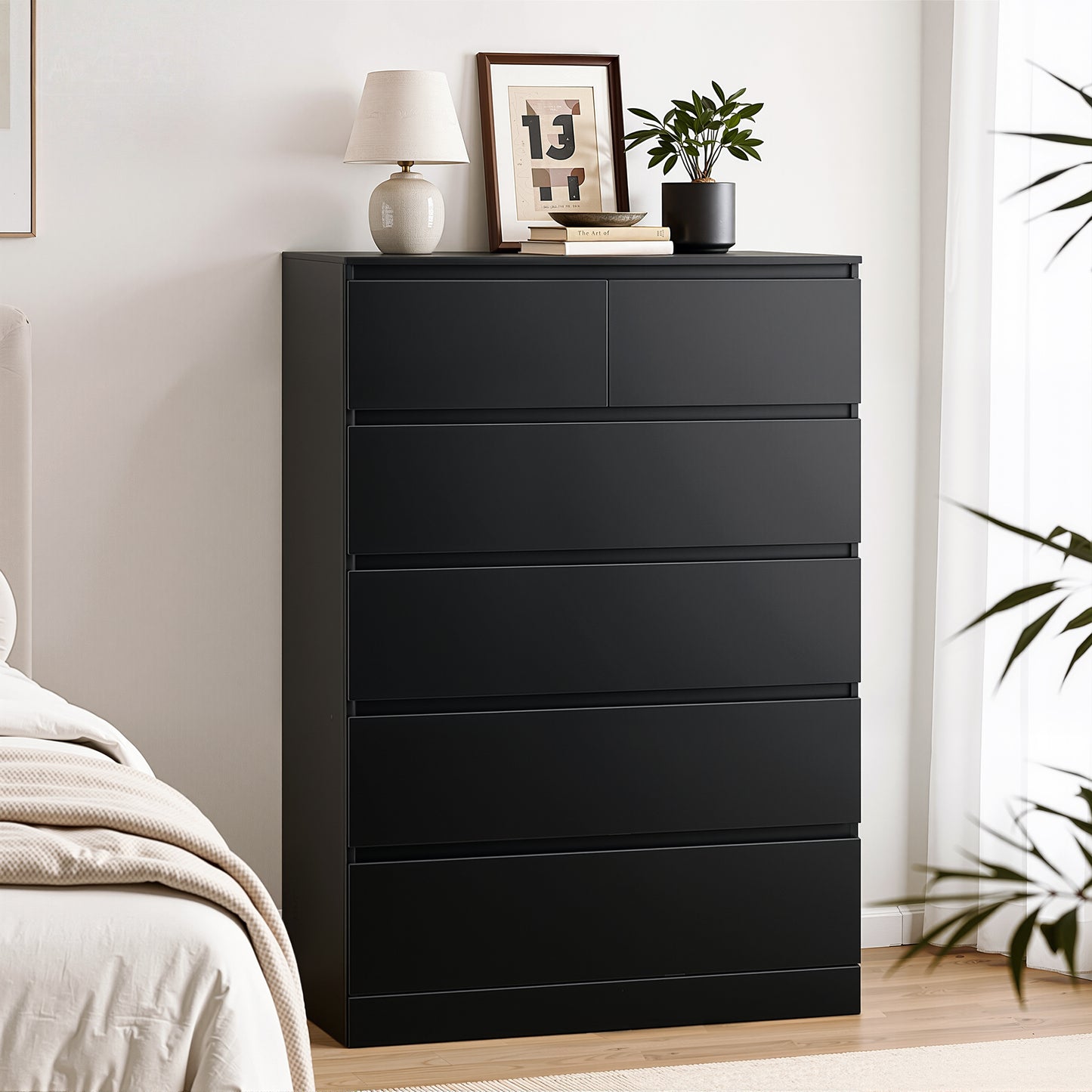 Artiss PEPE 6-Drawer Tallboy | Black