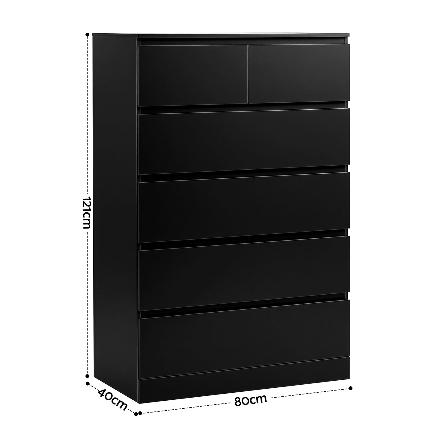 Artiss PEPE 6-Drawer Tallboy | Black