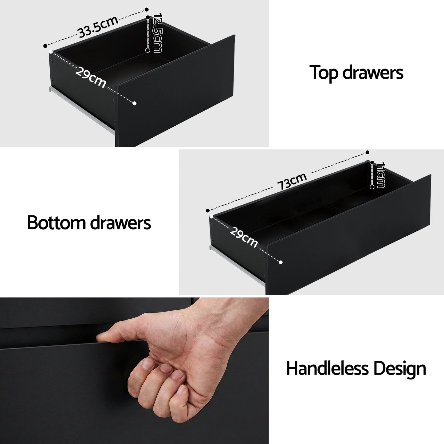 Artiss PEPE 6-Drawer Tallboy | Black