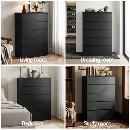Artiss PEPE 6-Drawer Tallboy | Black