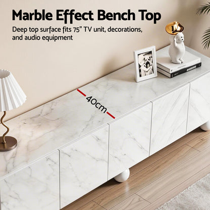 Marble effect bench top with 40cm depth, ideal for TV units and decor