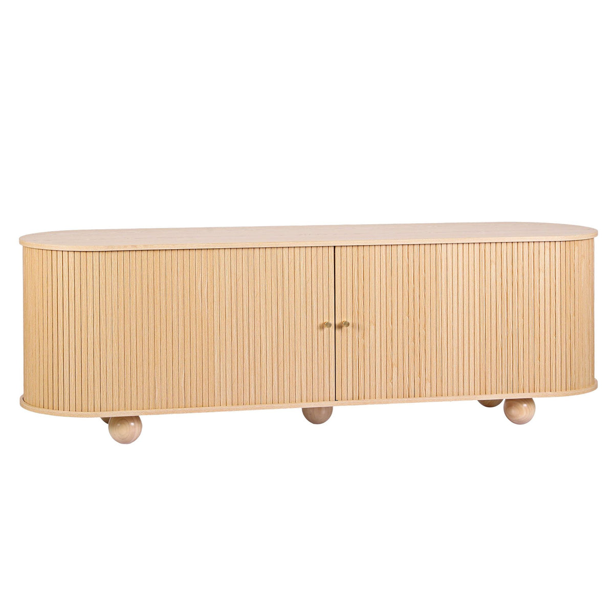 Sliding tambour doors gliding on grooved rails, Artiss 180cm TV unit