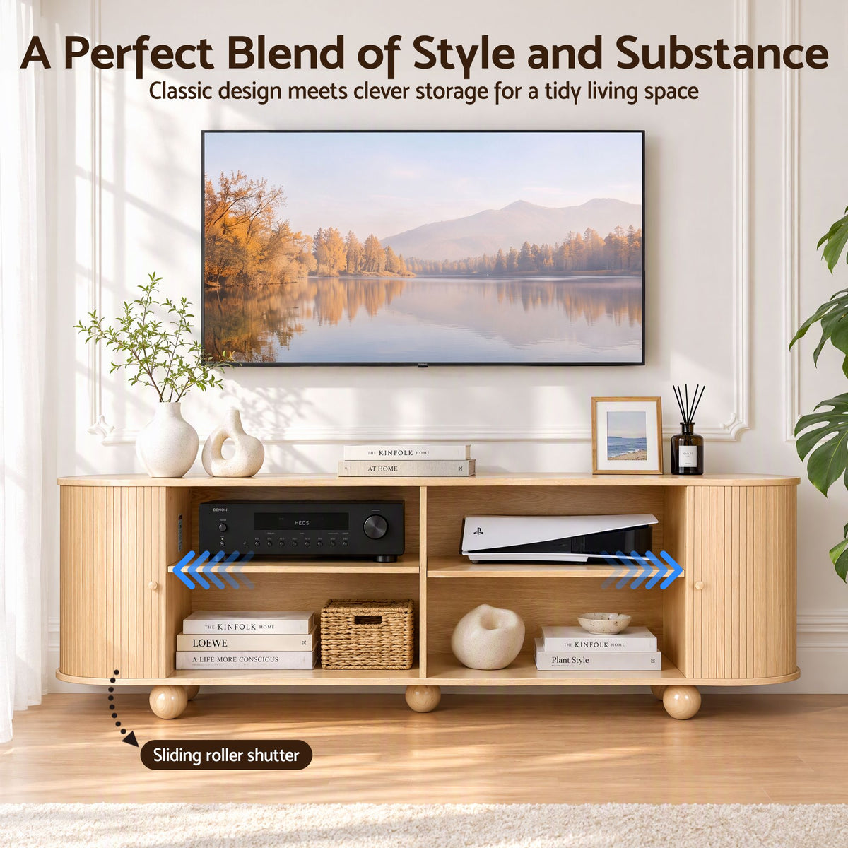 Family-friendly curved edges on the Artiss 180cm TV unit