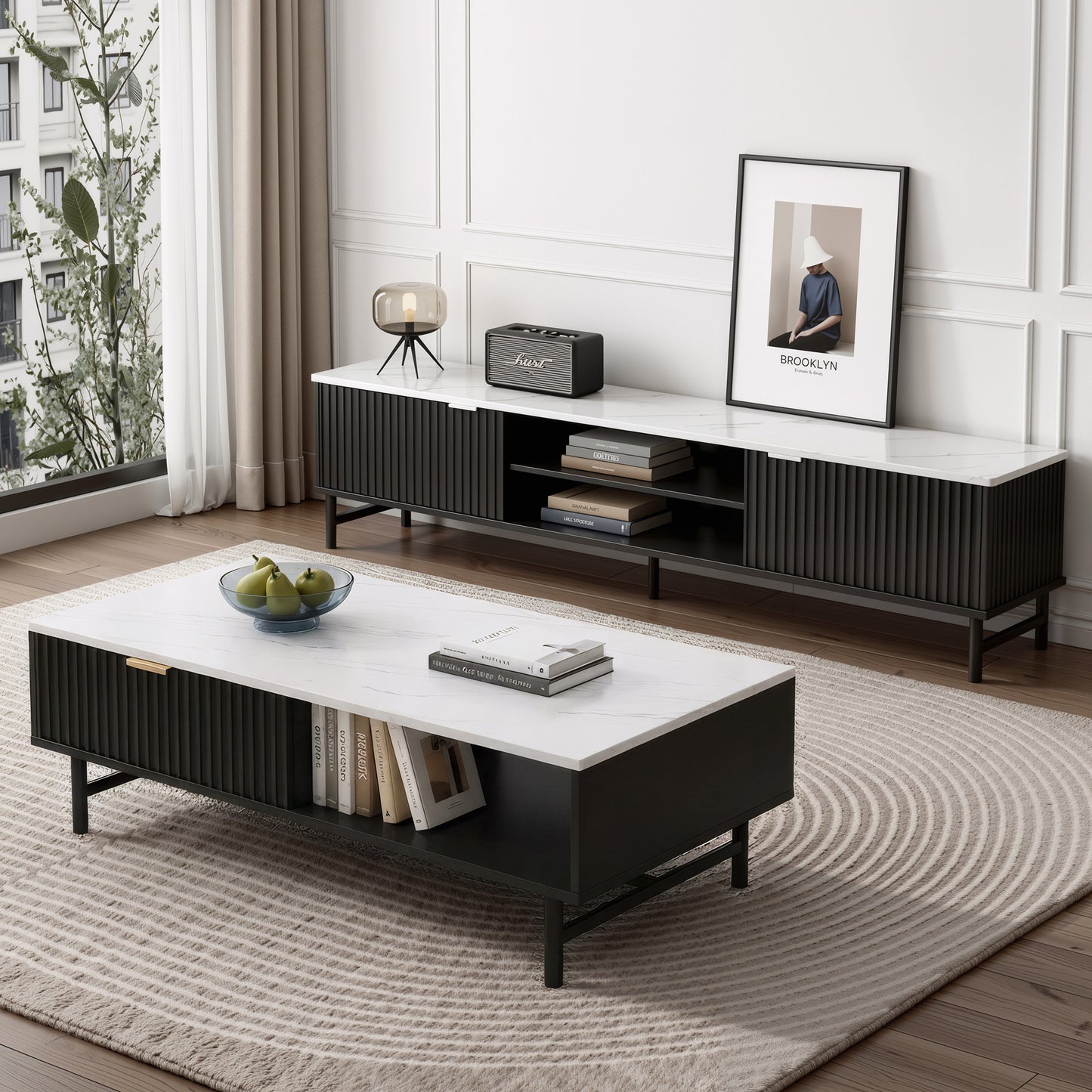 Artiss Kaisu TV Unit and Coffee Table Set | Black