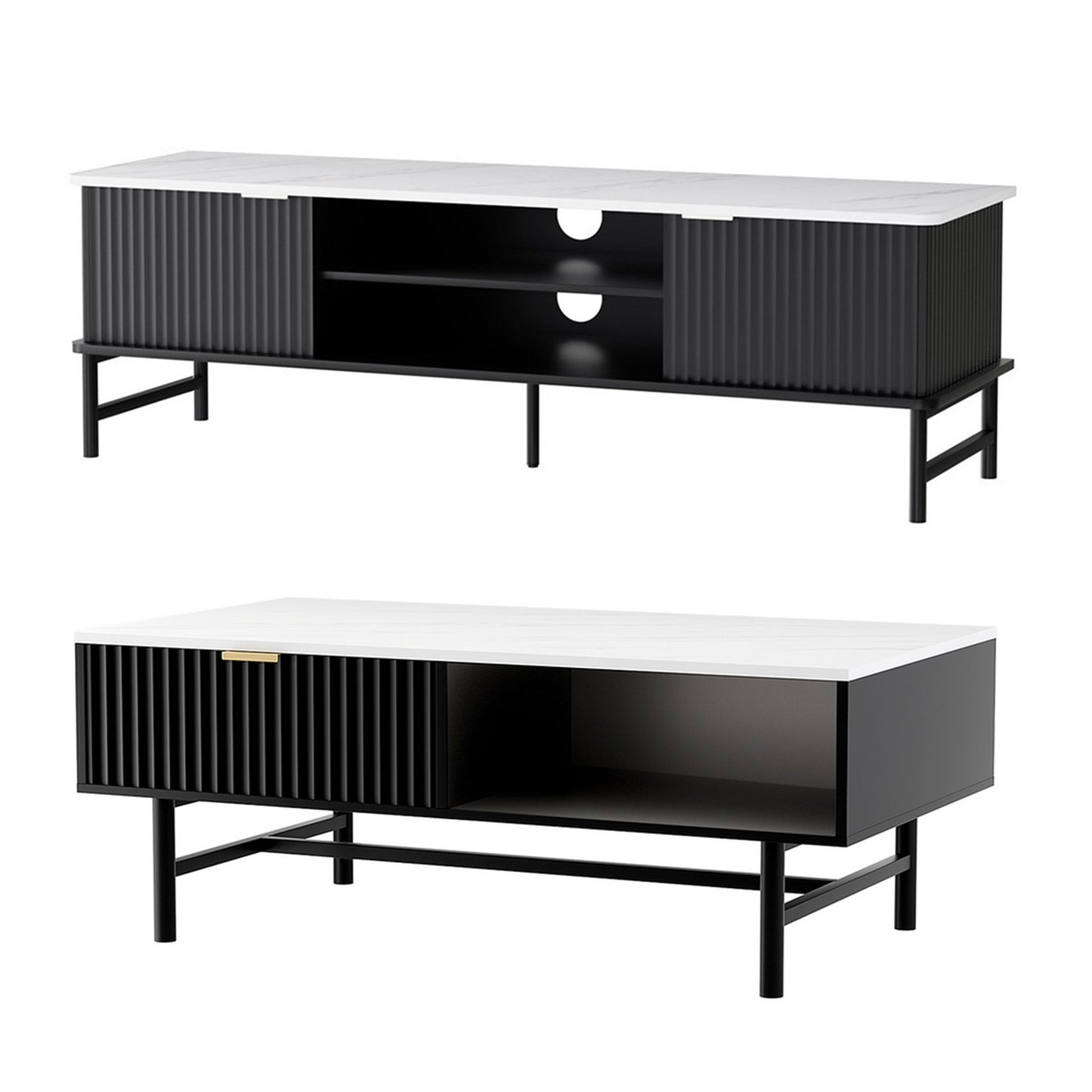 Artiss Kaisu TV Unit and Coffee Table Set | Black