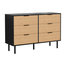 Artiss 6-Drawer Fluted Lowboy | Black and Pine