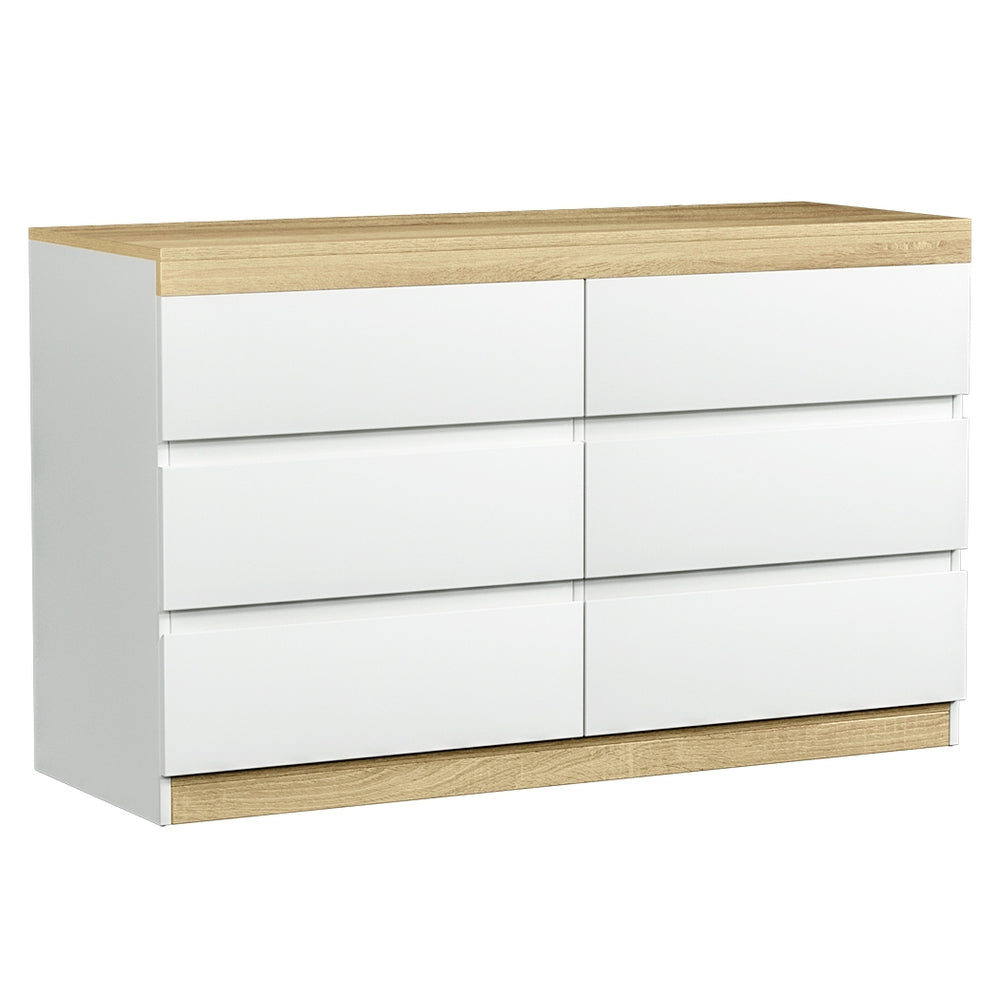 Artiss LIOR 6-Drawer Chest of Drawers | White and Oak