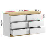Artiss LIOR 6-Drawer Chest of Drawers | White and Oak