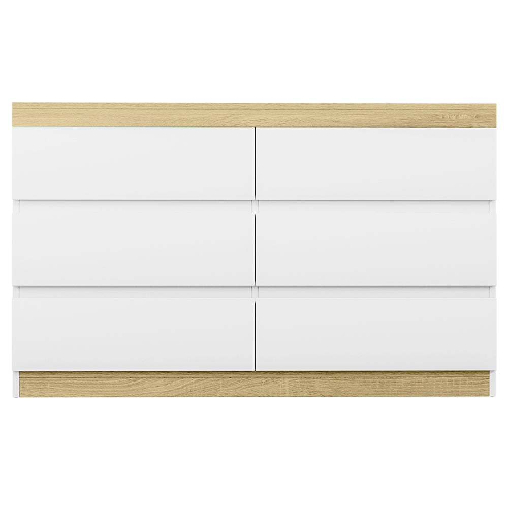 Artiss LIOR 6-Drawer Chest of Drawers | White and Oak