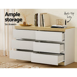Artiss LIOR 6-Drawer Chest of Drawers | White and Oak