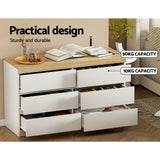 Artiss LIOR 6-Drawer Chest of Drawers | White and Oak