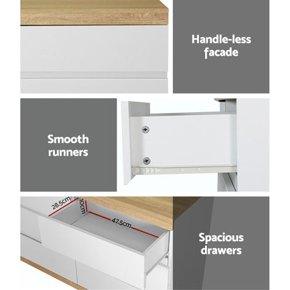 Artiss LIOR 6-Drawer Chest of Drawers | White and Oak