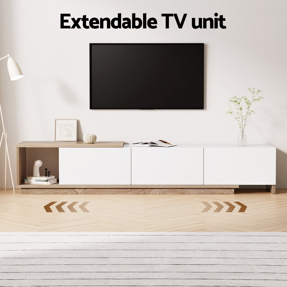 Artiss Extendable TV Unit 190 to 260cm | Oak and White