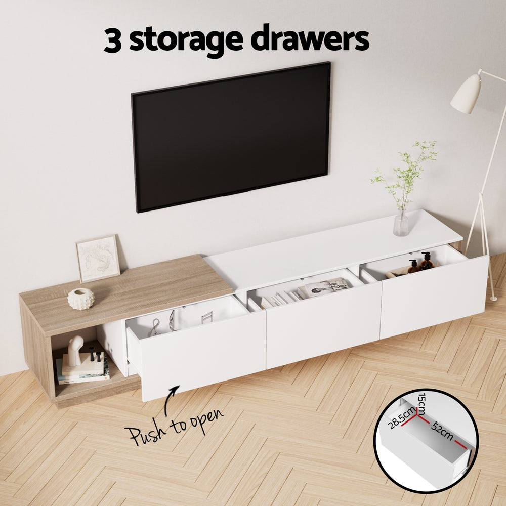 Artiss Extendable TV Unit 190 to 260cm | Oak and White
