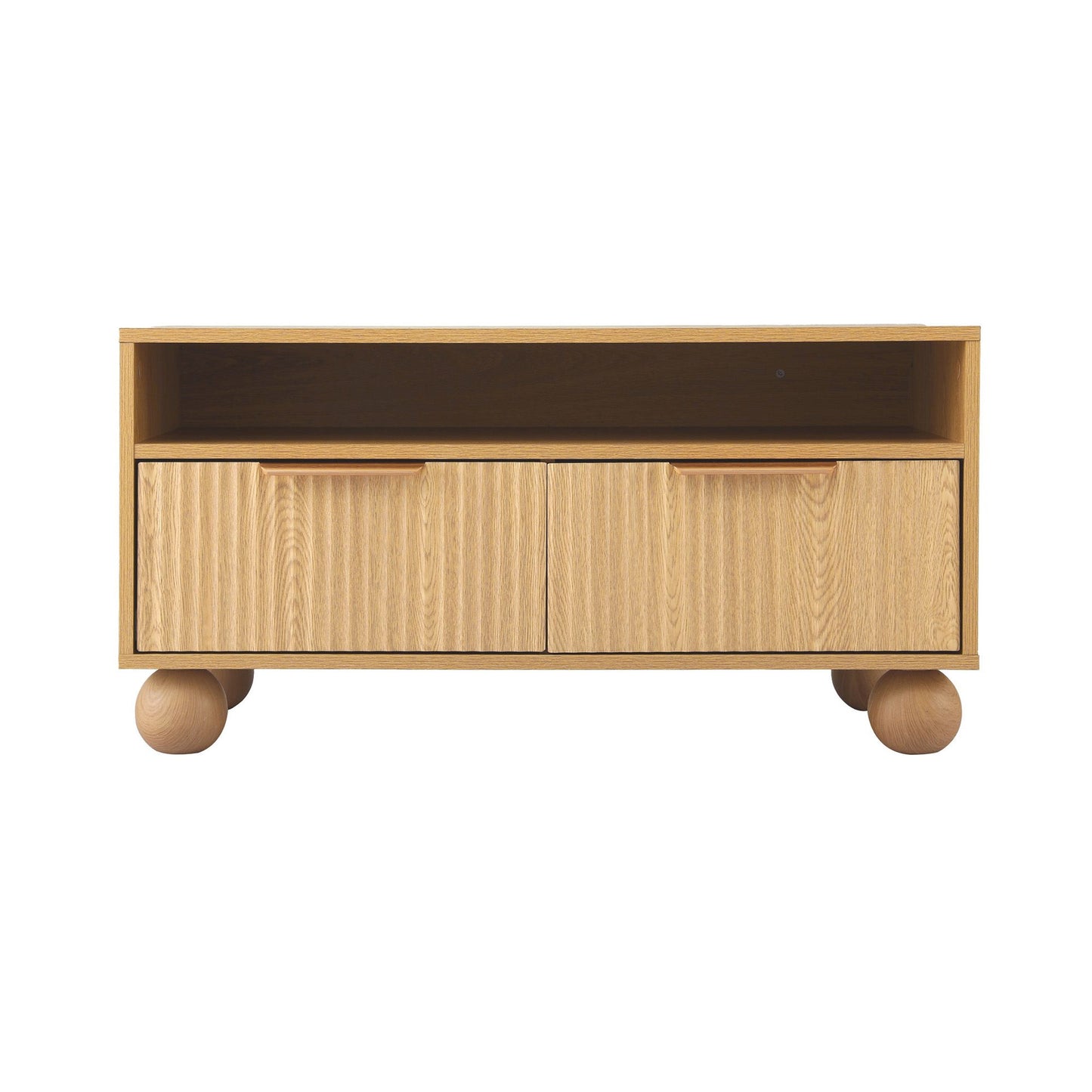 Artiss Coffee Table 90cm Fluted Drawers Open Shelf