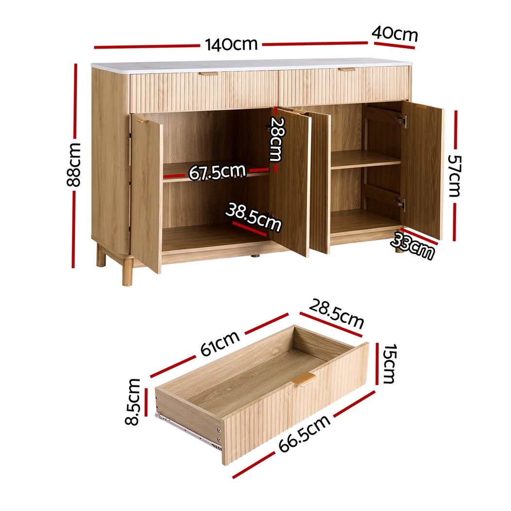 Artiss Buffet Sideboard 140cm Marble Effect Pine