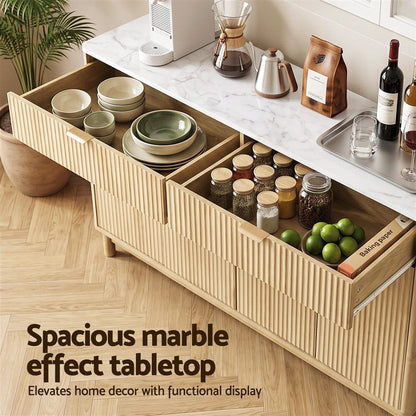 Artiss Buffet Sideboard 140cm Marble Effect Pine