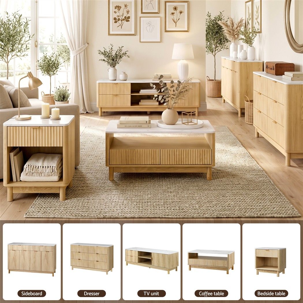 Artiss Buffet Sideboard 140cm Marble Effect Pine