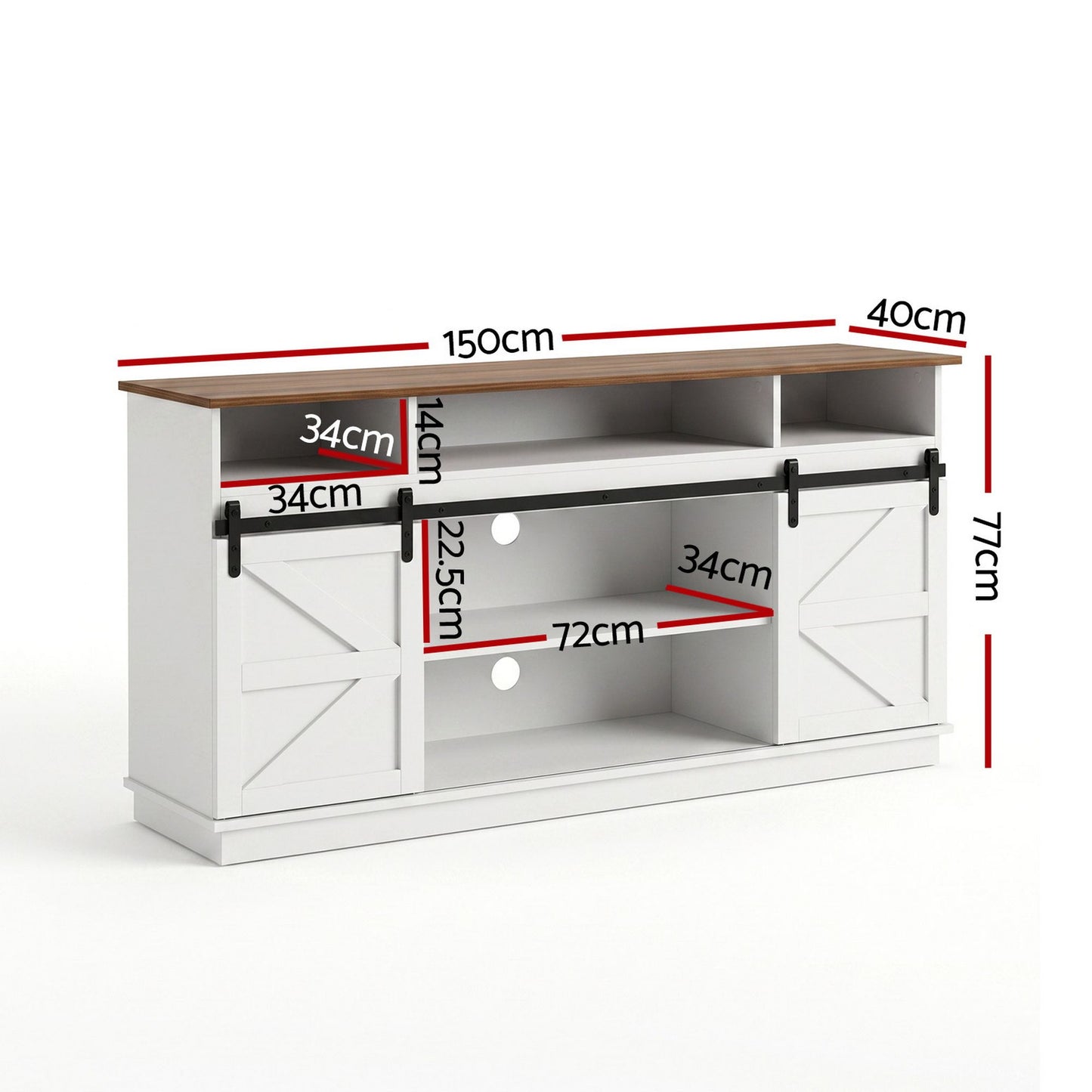 Artiss Buffet Sideboard Cabinet 150cm with Sliding Barn Doors White