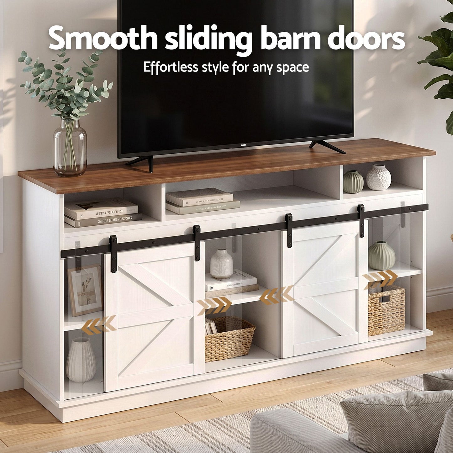 Artiss Buffet Sideboard Cabinet 150cm with Sliding Barn Doors White