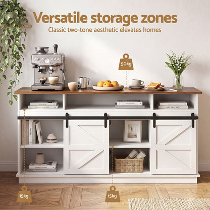 Artiss Buffet Sideboard Cabinet 150cm with Sliding Barn Doors White