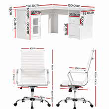 Artiss Office Desk and Chair Set L Shape White