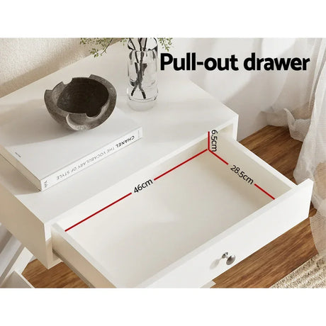 White pull-out drawer with measurements 46cm x 28.5cm x 6.5cm, modern home decor