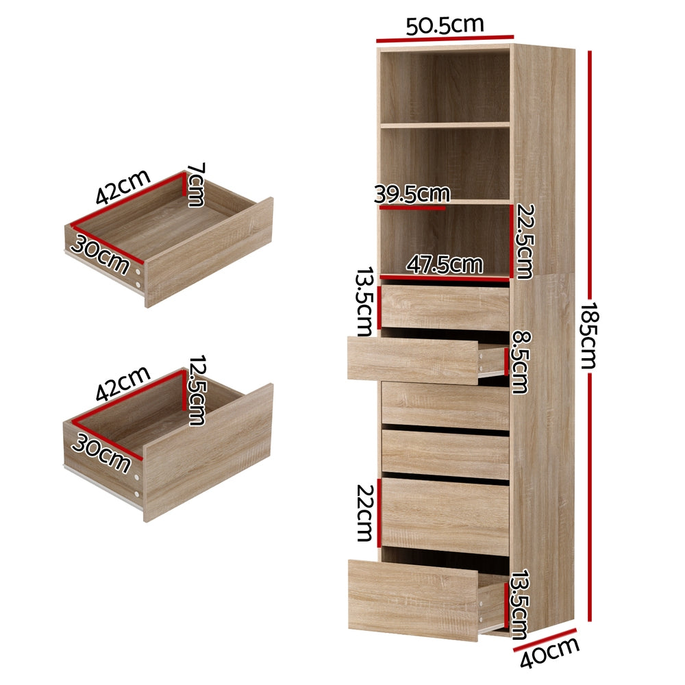 Artiss 6-Drawer Tallboy | Pine