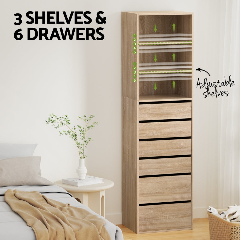 Artiss 6-Drawer Tallboy | Pine