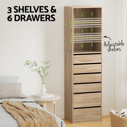 Artiss 6-Drawer Tallboy | Pine