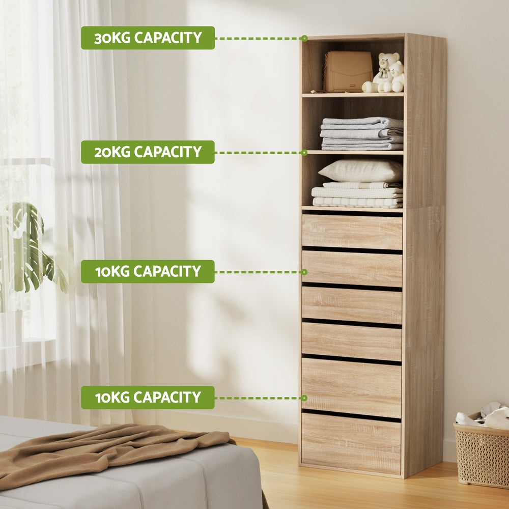 Artiss 6-Drawer Tallboy | Pine