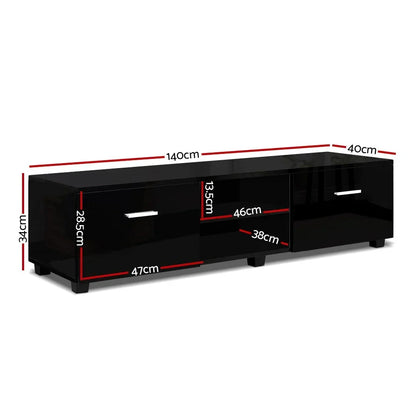 Artiss Entertainment Unit TV Cabinet 140cm Black Jim - Stacks Warehouse