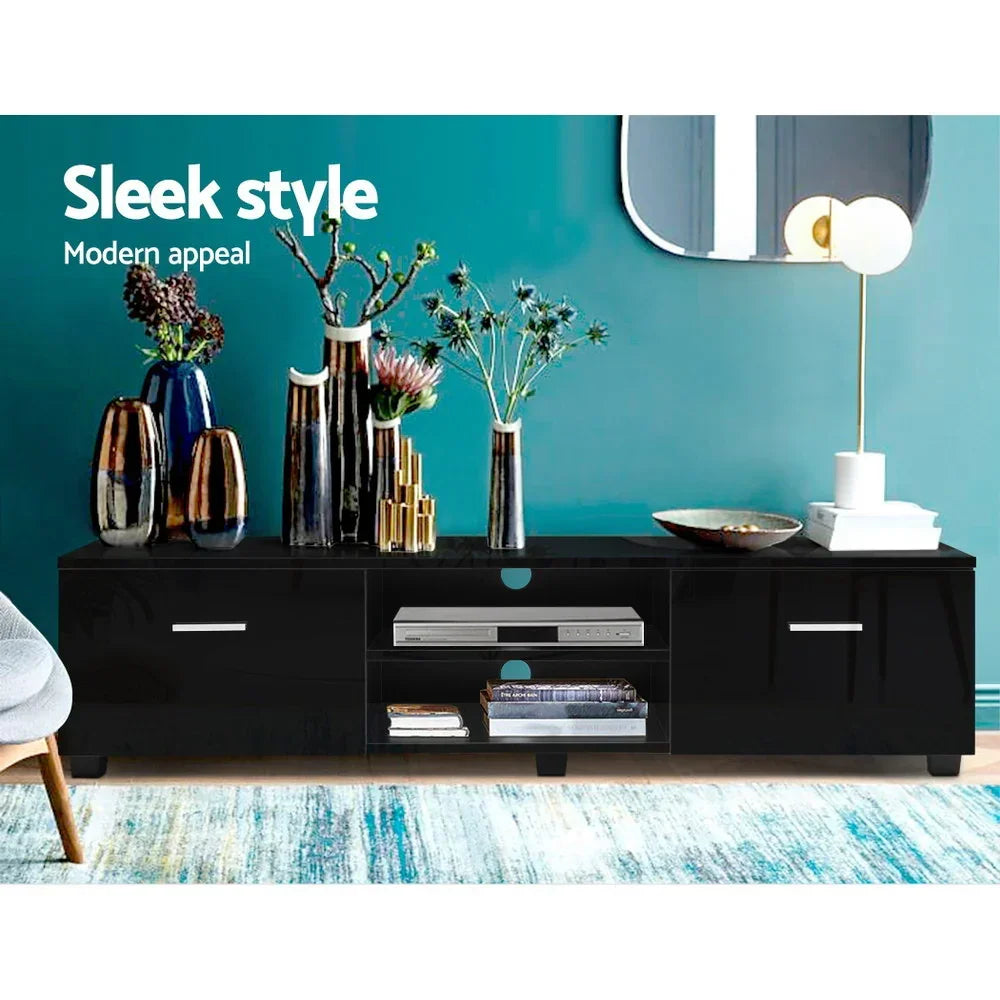 Artiss Entertainment Unit TV Cabinet 140cm Black Jim - Stacks Warehouse