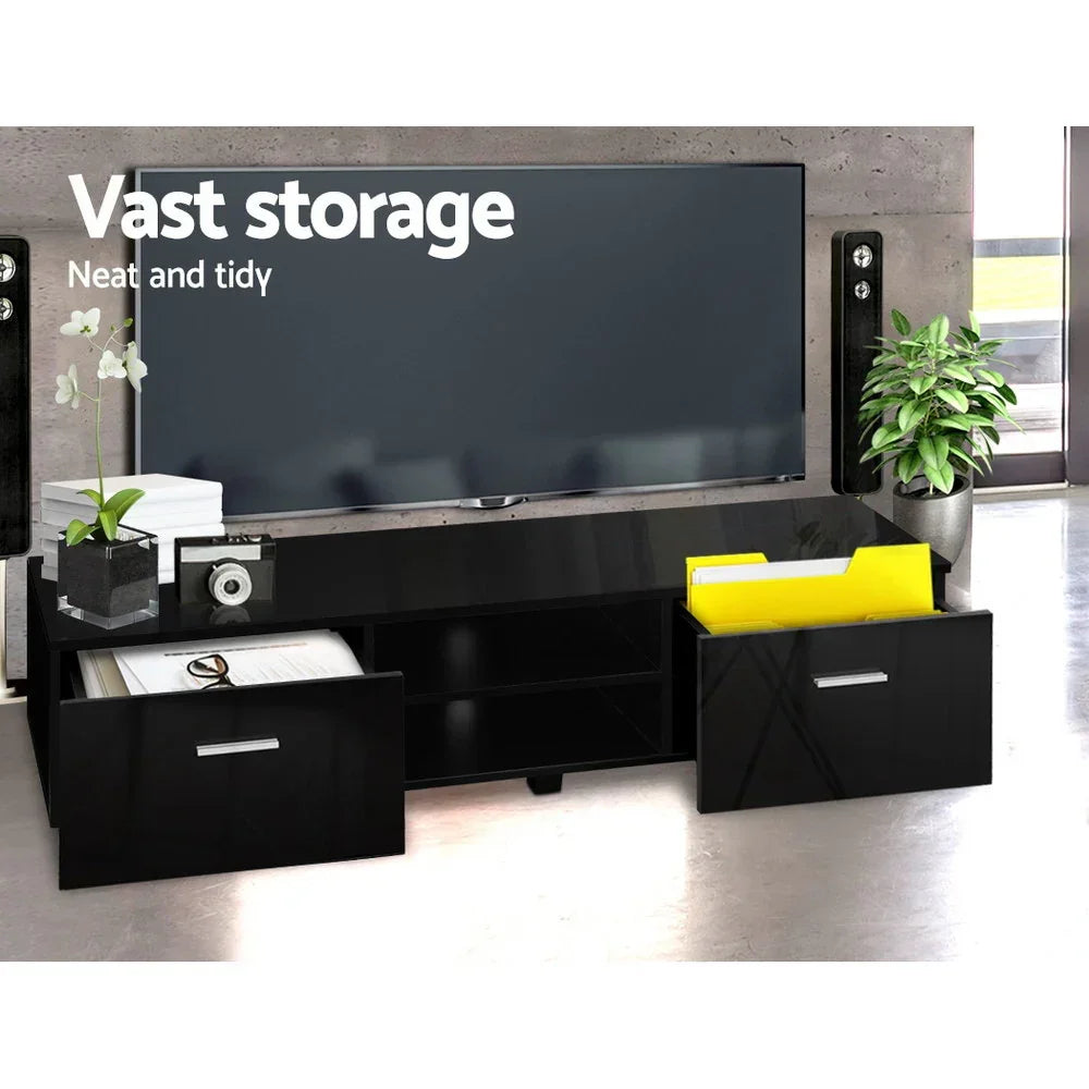Artiss Entertainment Unit TV Cabinet 140cm Black Jim - Stacks Warehouse