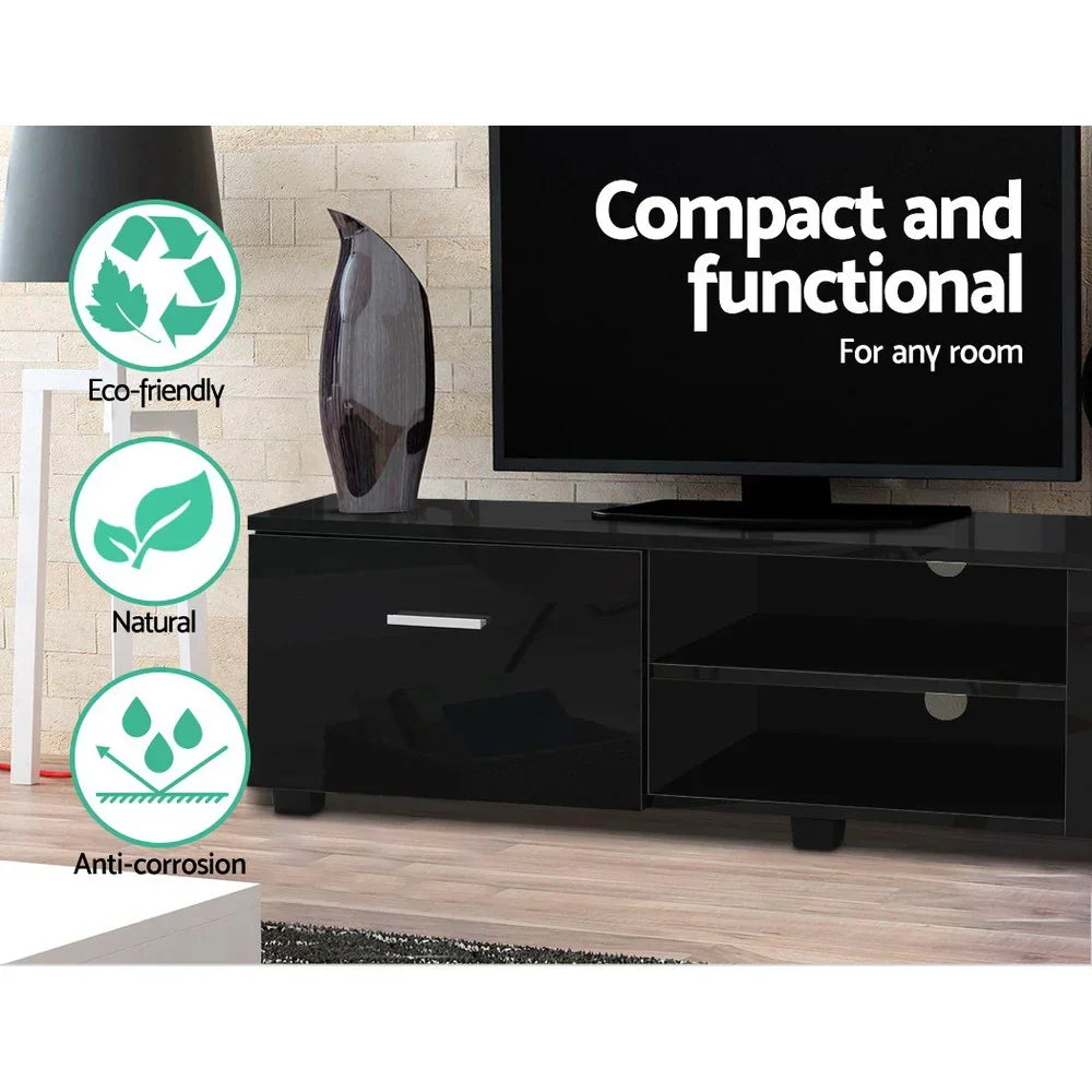 Artiss Entertainment Unit TV Cabinet 140cm Black Jim - Stacks Warehouse
