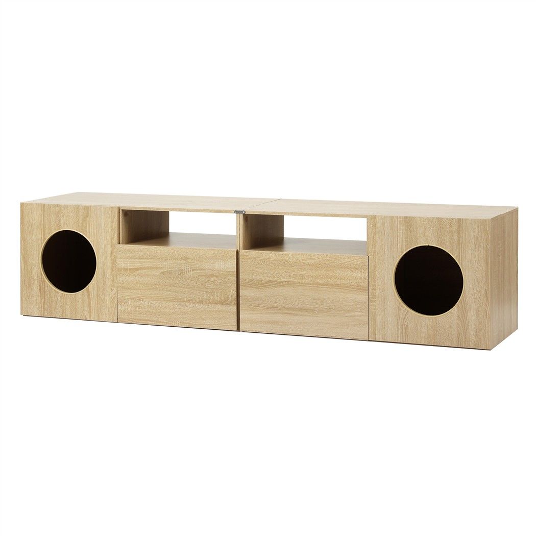 Artiss 185cm TV Unit With Cat House Storage Pine