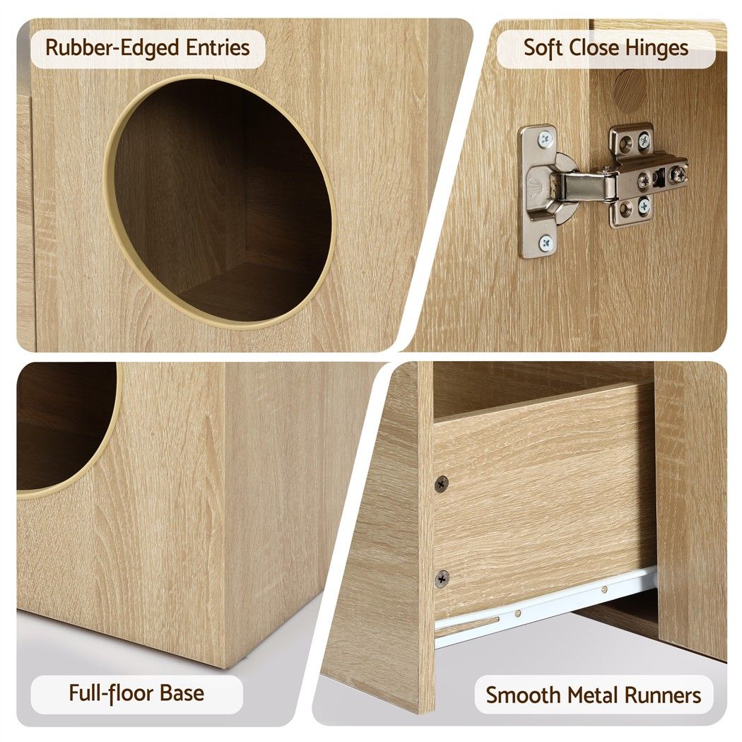 Artiss 185cm TV Unit With Cat House Storage Pine